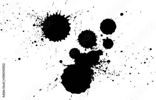 black ink brush dropped splatter splash artistic grunge graphic element
