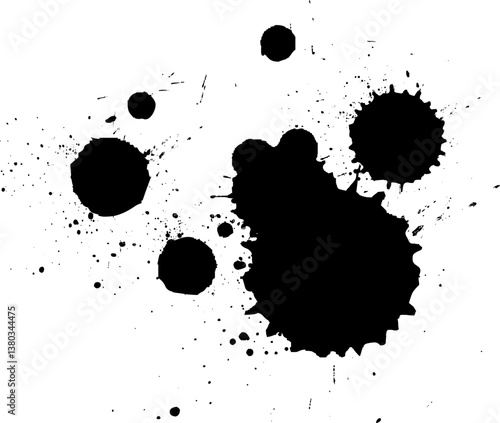 black ink brushed drop painting splatter splash on grunge graphic element