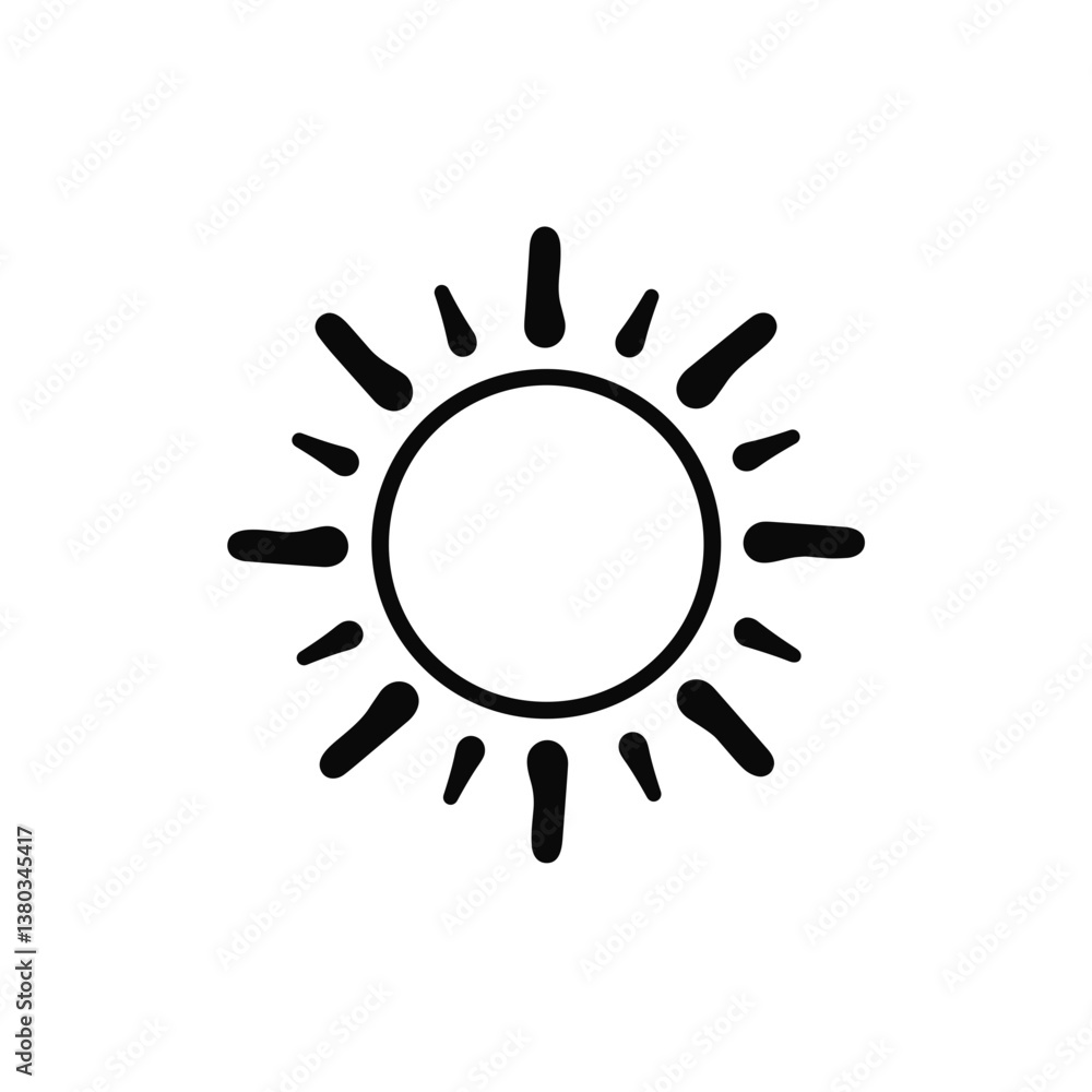 Sun Icon Symbol in Black and White Minimalist Design Sun Icon Symbol in Black and White Minimalist Design