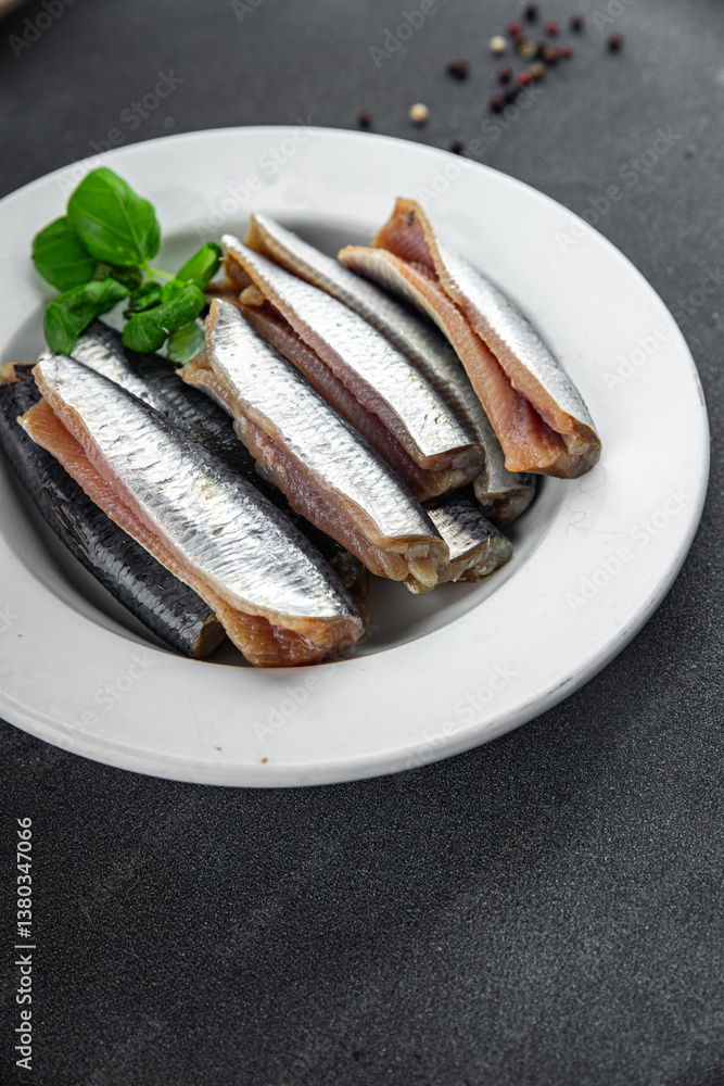 Sardines fish salted gourmet food background on the table rustic food top view copy space Sardines fish salted gourmet food background on the table rustic food top view copy space
