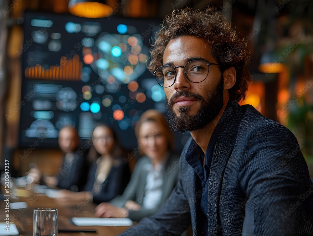 Fototapeta premium Entrepreneur pitching startup idea to investors in a business meeting