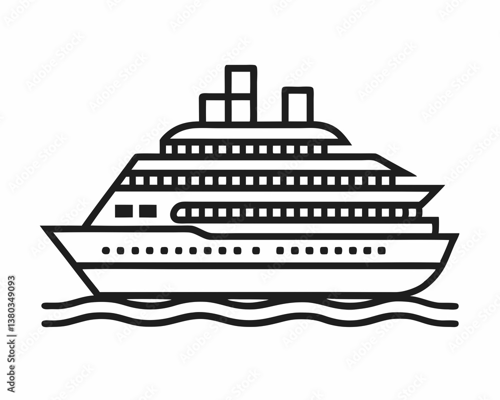 Obraz premium A Cruise Ship ICON Illustration Pro Vector IMAGE