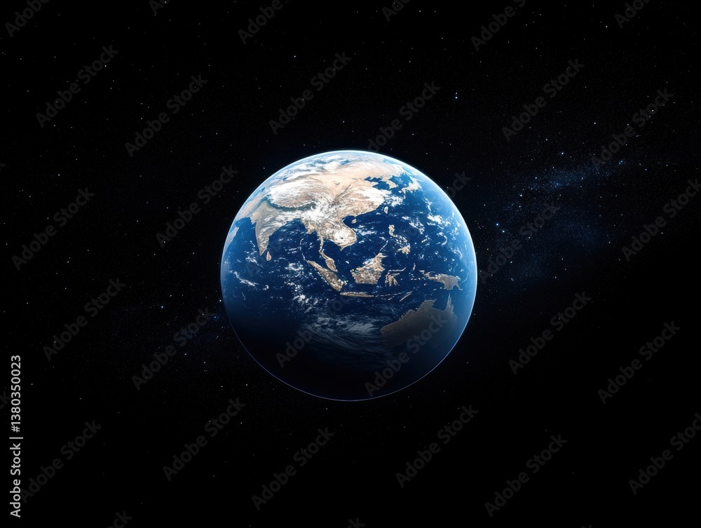 Fototapeta premium Earth viewed from space highlighting Asia and surrounding regions