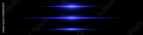 Bright horizontal beam of light on black background. Glowing laser effect creating futuristic and sci-fi aesthetics. Suitable for technology, energy, speed and digital design themes.