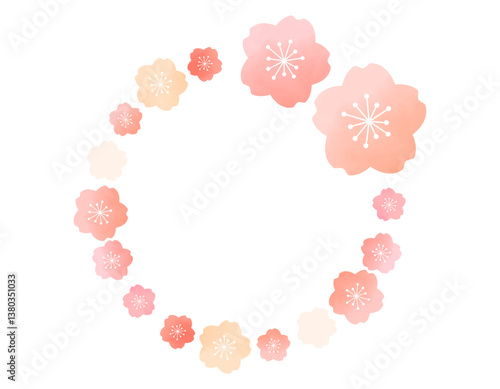 春らしくてラウンド型の可愛い桜フレーム素材　2