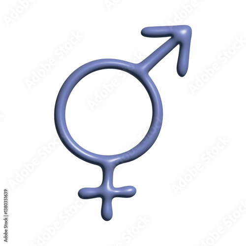 3d bigender (female and male) gender identity icon Symbol used to represent sex and gender