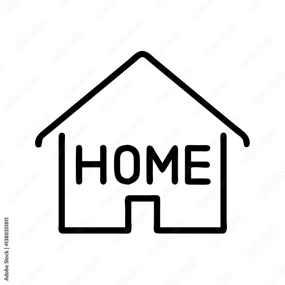 Home icon with the word Home icon with the word