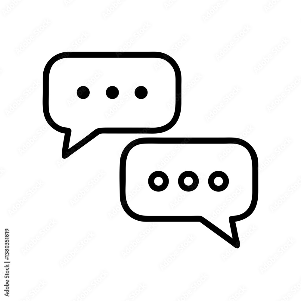 Chat bubbles with ellipses symbolizing communication and conversation on a white background Chat bubbles with ellipses symbolizing communication and conversation on a white background