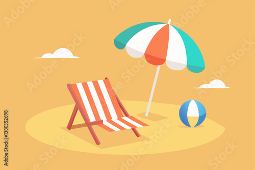 beach chairs and umbrella