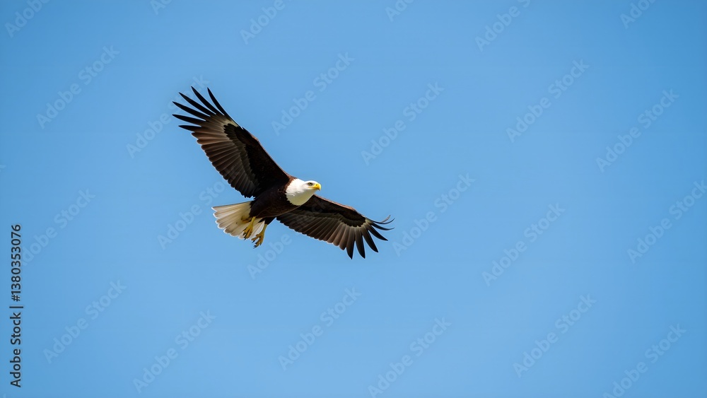 Obraz premium Eagle soars in the blue sky