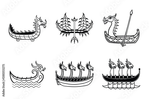 "Viking Ship & Dragon Designs - Nordic Maritime Illustrations & Ancient Symbols"