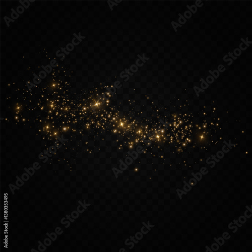 
Shimmering particles. Dust sparkles with golden light. Light effect.