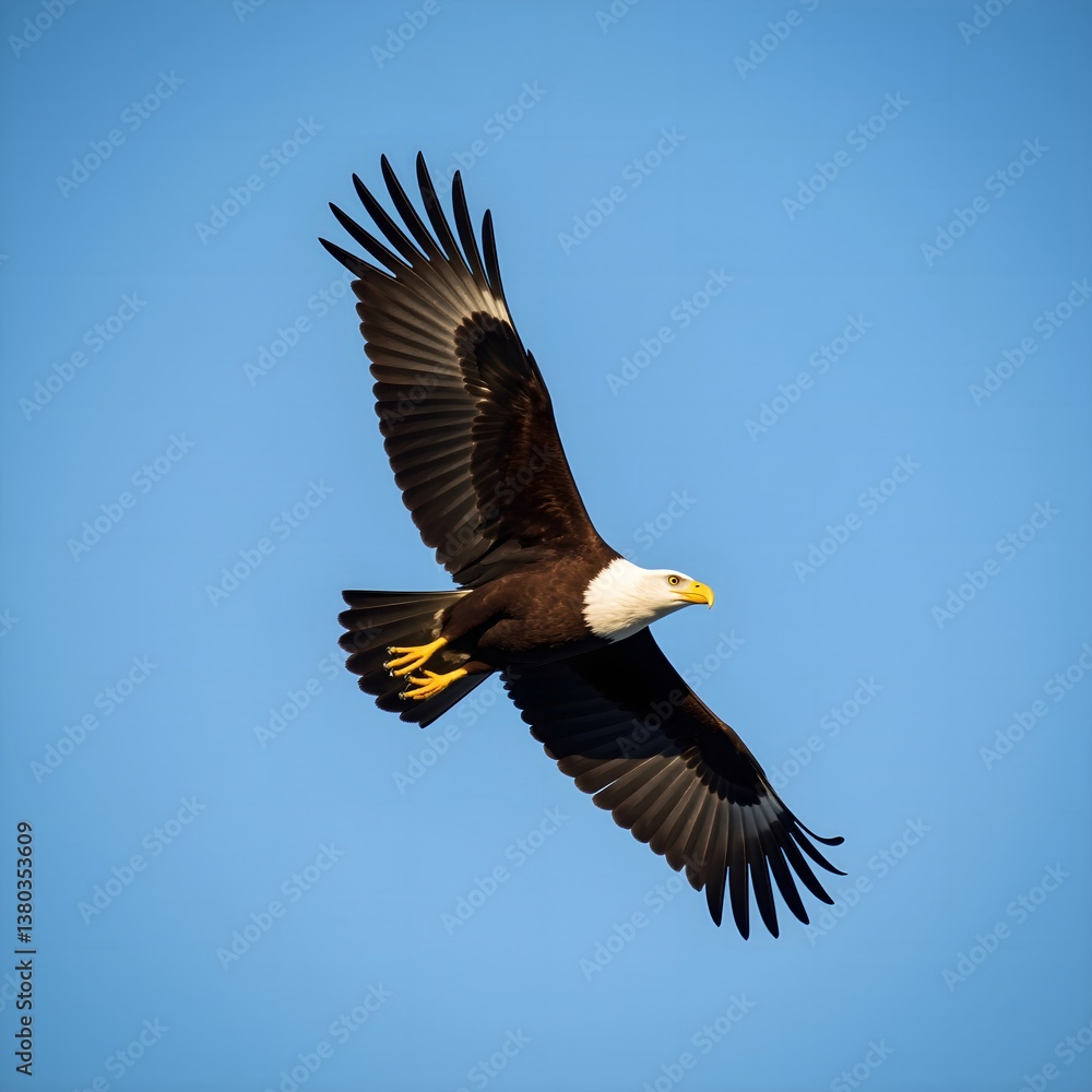 Naklejka premium Eagle soars in the blue sky