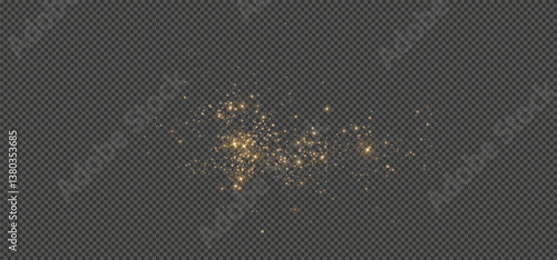 
Shimmering particles. Dust sparkles with golden light. Light effect.