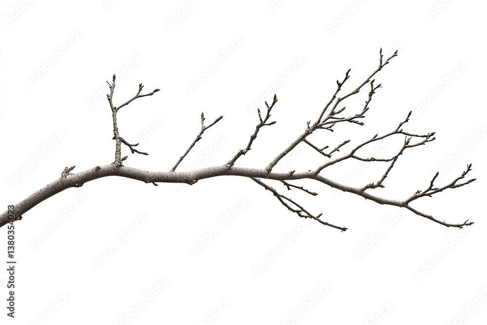 Bare tree branch against white background Bare tree branch against white background