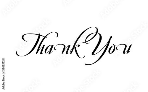 手書き風の筆記体で書いたThank You（ありがとう）の文字（カリグラフィー）
