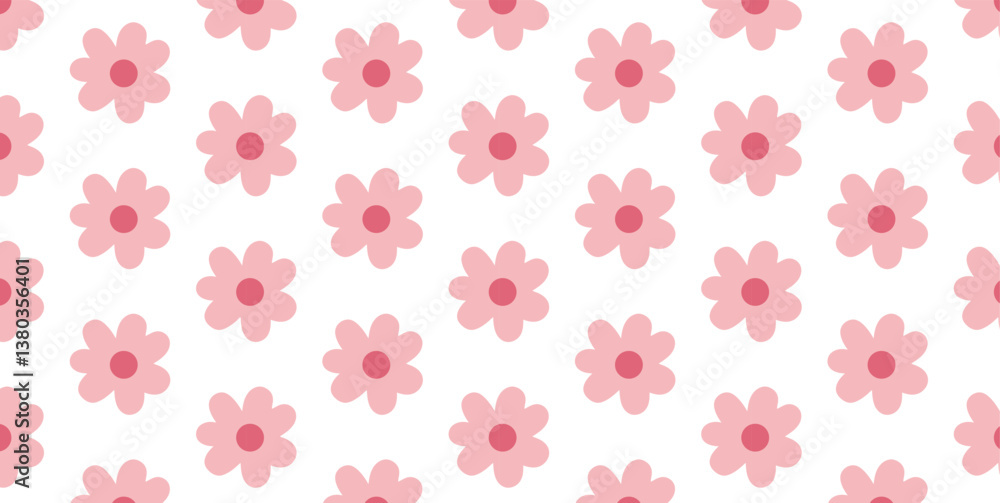 Baby pink Petal Whisper, Minimal Floral Design on White Baby pink Petal Whisper, Minimal Floral Design on White