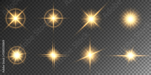 Lens Flare, light glow effect. sun or realistic shining star with backlight effect. bokeh glitter and sparkles or sparkles on transparent background.