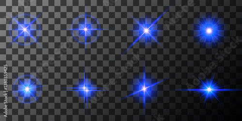 Lens Flare, light glow effect. sun or realistic shining star with backlight effect. bokeh glitter and sparkles or sparkles on transparent background.