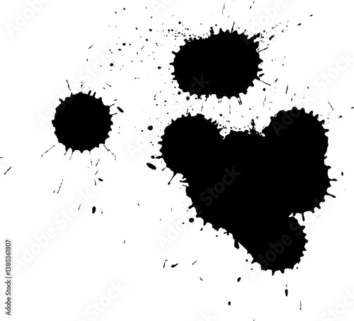 black ink painting dropped splatter splash dirty grunge graphic element