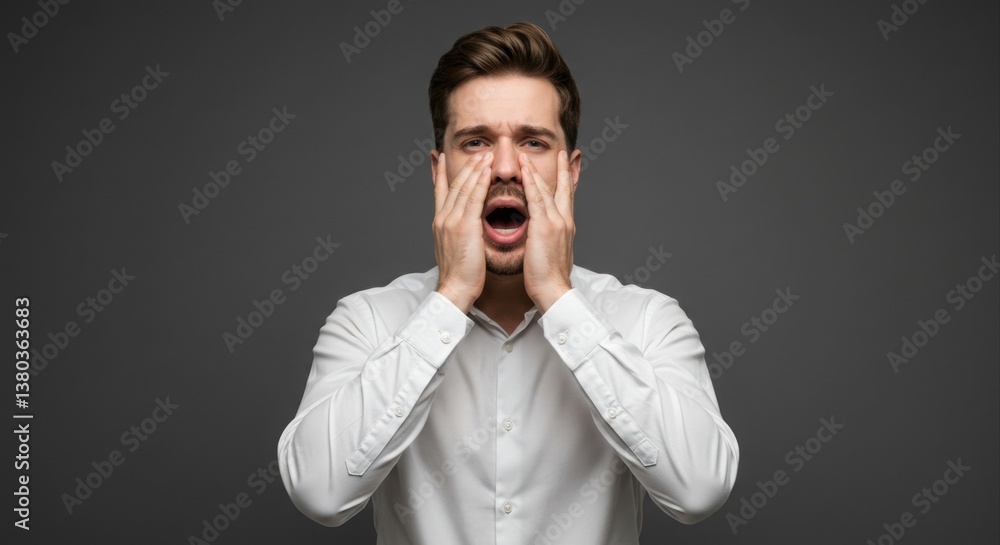Man in shock. covering his face. Man in shock. covering his face.