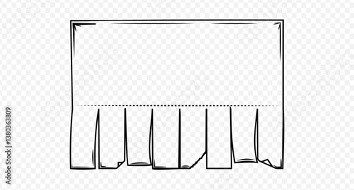 Empty blank sheet paper advertising outline. Tear-off ads. Hand-drawn street signs. Tear off stripes. Street advertisement