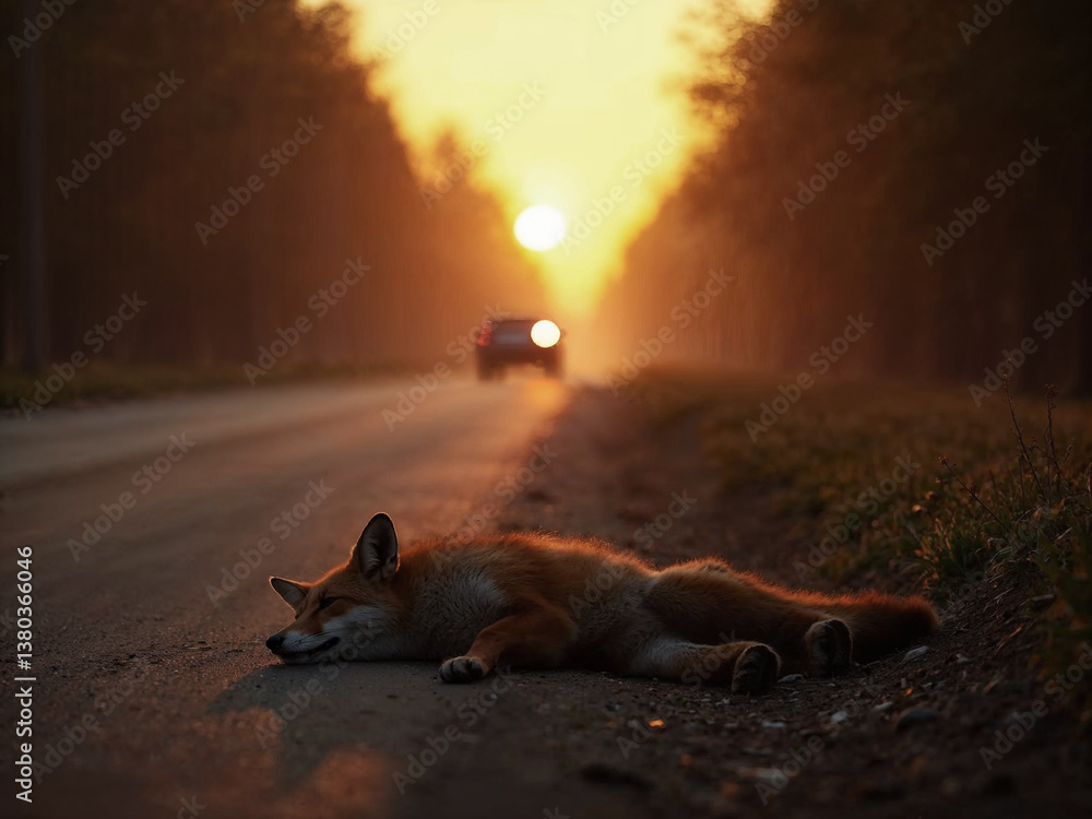 Obraz premium Wildunfall auf der Landstraße