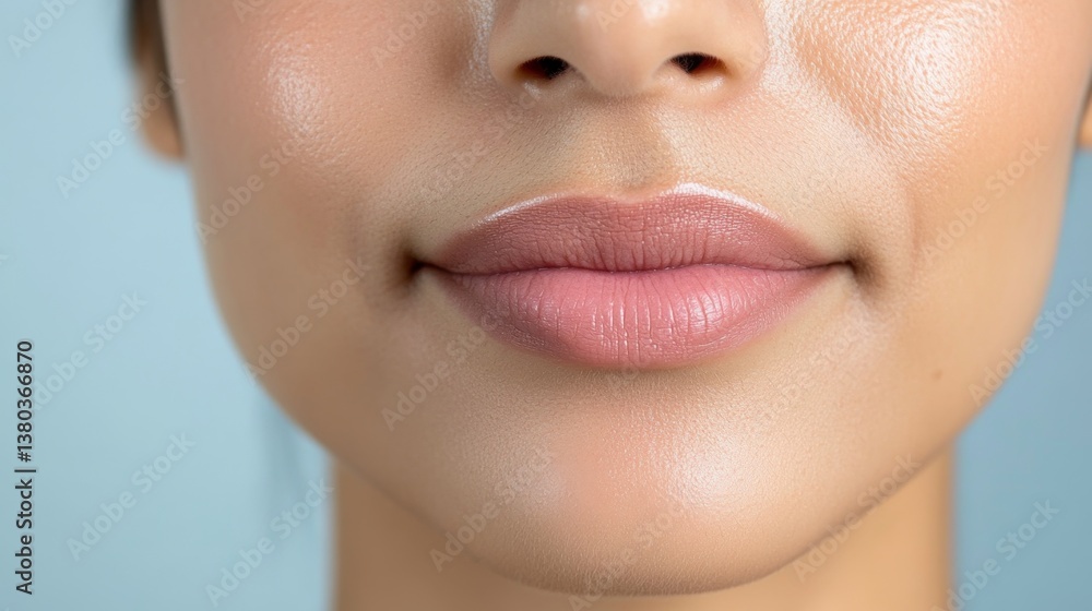 Fototapeta premium Indian woman undergoing lip enhancement, serene and assured expression, emphasis on beauty and self-care, intimate setting, focus on personal transformation