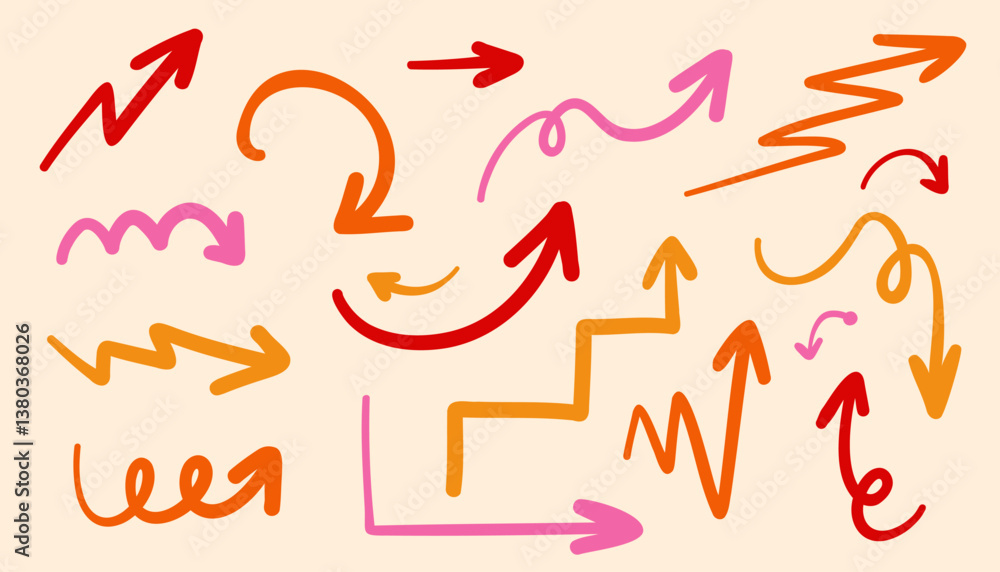 Colorful arrows and lines in various directions on a light background Colorful arrows and lines in various directions on a light background