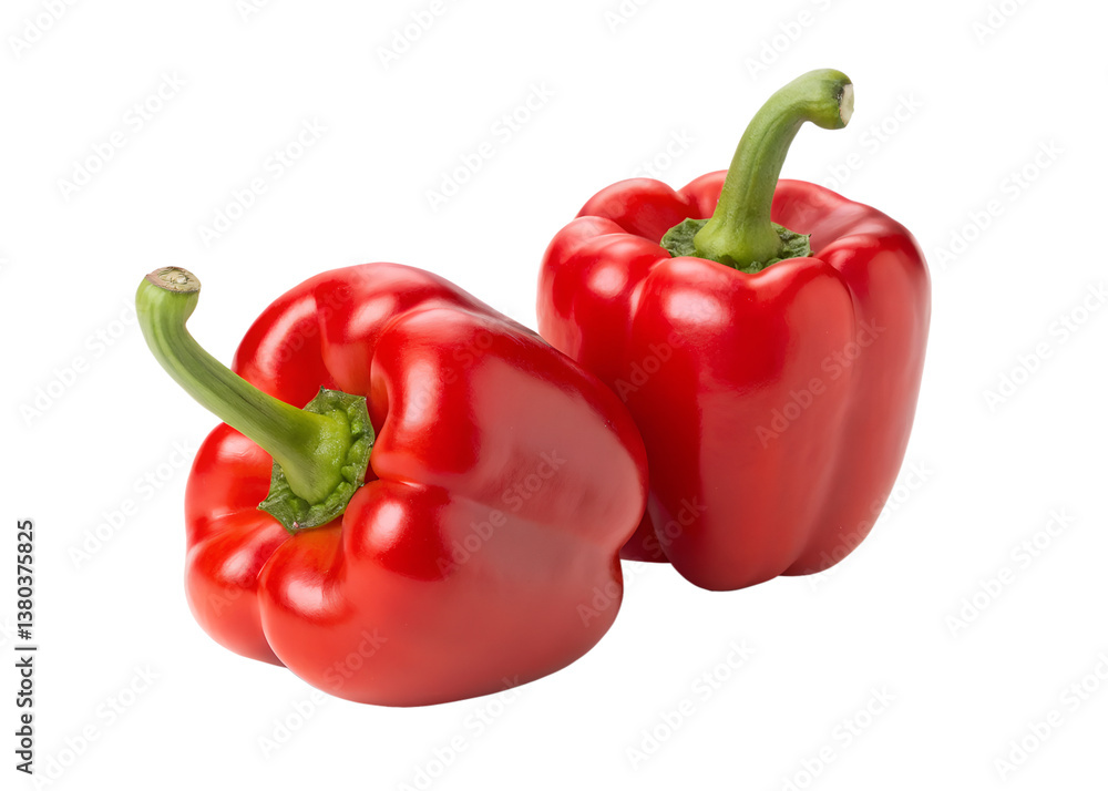Two Ripe Red Bell Peppers Isolated on Gray Background Fresh Vegetables Healthy Eating Cooking Ingredients transparent background Generative AI Two Ripe Red Bell Peppers Isolated on Gray Background Fresh Vegetables Healthy Eating Cooking Ingredients transparent background Generative AI