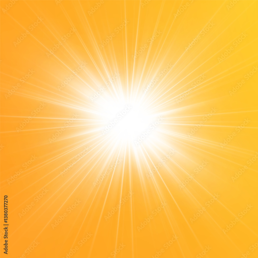Warm sun on a yellow background. Leto.bliki solar rays Warm sun on a yellow background. Leto.bliki solar rays