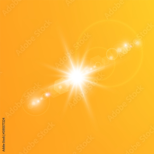  Warm sun on a yellow background. Leto.bliki solar rays