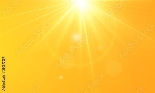  Warm sun on a yellow background. Leto.bliki solar rays