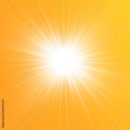  Warm sun on a yellow background. Leto.bliki solar rays