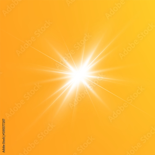  Warm sun on a yellow background. Leto.bliki solar rays
