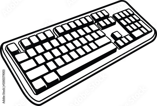 Computer keyboard vector art, isolated on a white background