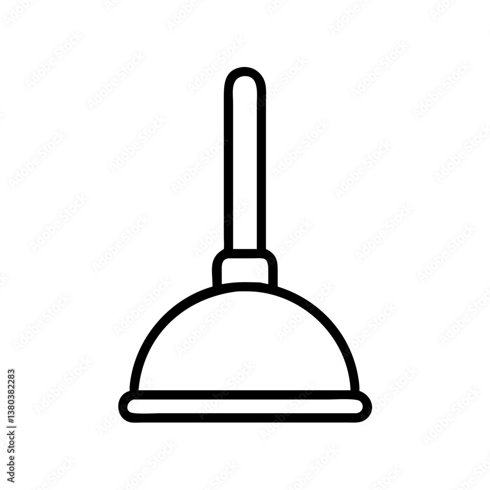 Fototapeta premium Outline toilet plunger vector illustration for plumbing and drain cleaning services and home repair tools