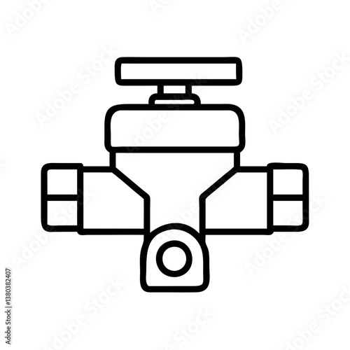 Valve plumbing pipeline water control system industrial equipment vector line icon illustration for engineering 100