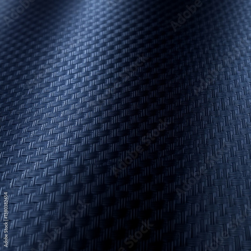 Dark Blue Woven Carbon Fiber Texture with Glossy Finish