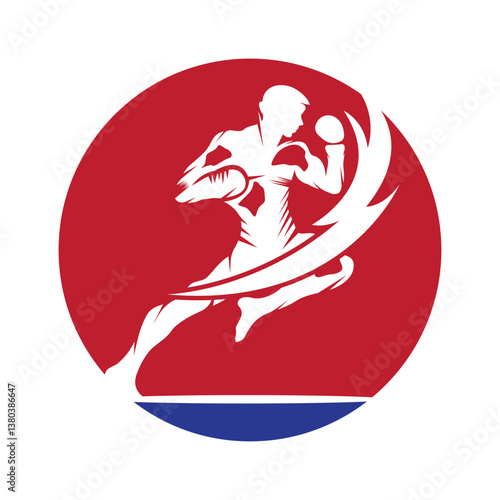 kick boxing logo vector icon. kick boxer attack sport logo icon vector.