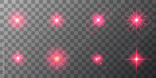 Lens Flare, light glow effect. sun or realistic shining star with backlight effect. bokeh glitter and sparkles or sparkles on transparent background.