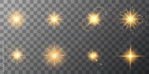 Lens Flare, light glow effect. sun or realistic shining star with backlight effect. bokeh glitter and sparkles or sparkles on transparent background.