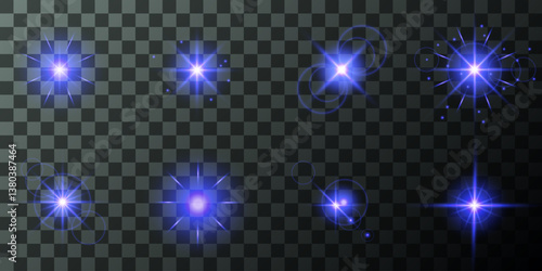 Lens Flare, light glow effect. sun or realistic shining star with backlight effect. bokeh glitter and sparkles or sparkles on transparent background.