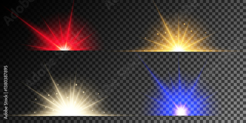 Lens Flare, light glow effect. sun or realistic shining star with backlight effect. bokeh glitter and sparkles or sparkles on transparent background.
