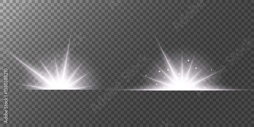 Lens Flare, light glow effect. sun or realistic shining star with backlight effect. bokeh glitter and sparkles or sparkles on transparent background.