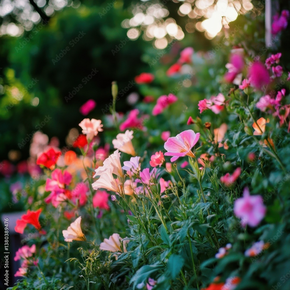 Beautiful array of colorful flowers blooming in a garden during daytime Beautiful array of colorful flowers blooming in a garden during daytime