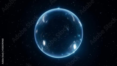 Wallpaper Mural A glowing, translucent energy sphere floats in deep space, surrounded by twinkling stars. Electric currents flicker across its surface, casting a futuristic sci-fi glow. A mesmerizing cosmic scene. Torontodigital.ca