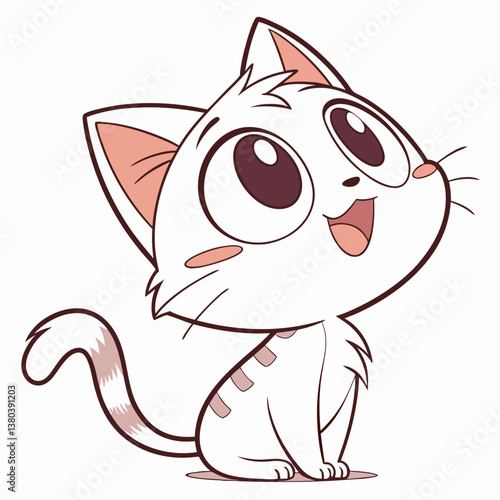 cute cat with greeting happy expression in white background
