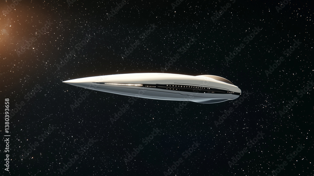 Obraz premium Futuristic spaceship with AI navigation in deep space