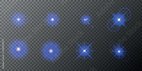 Lens Flare, light glow effect. sun or realistic shining star with backlight effect. bokeh glitter and sparkles or sparkles on transparent background.
